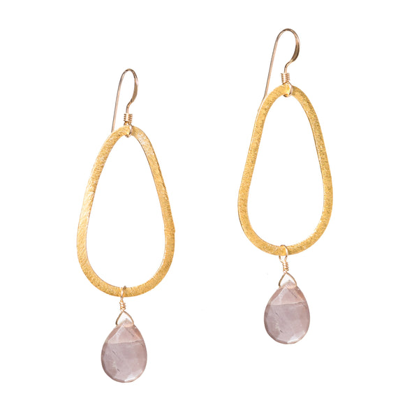 Gold Teardrop Gemstone Earrings - SASKIA