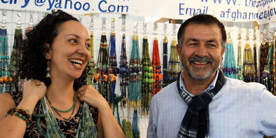 Saskia , our designer, with one of our bead vendors in Tucson Arizona.