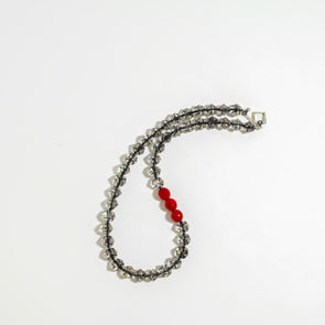 Black and White  Lucite + Red Glass Two of a Kind