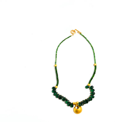 Limited Edition: Green Quartz Teardrop and Gold Pendant