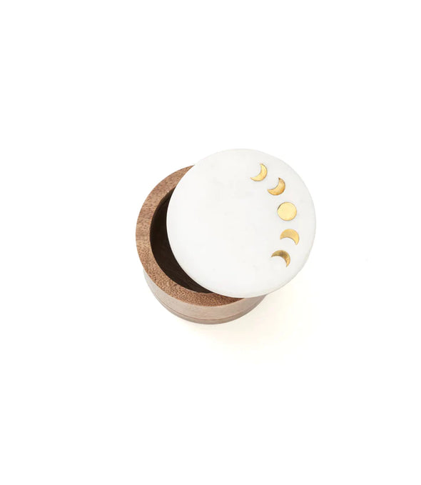 Wood + Marble + Brass Moon Phase Jewelry Box