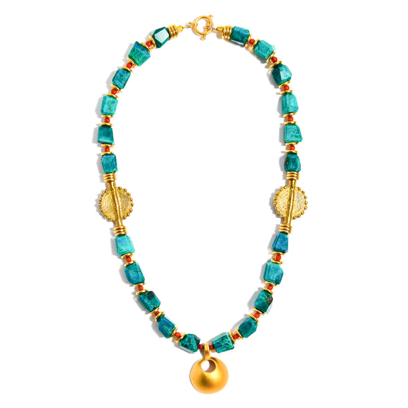 Two of a Kind Chrysocolla with Gold Pendant