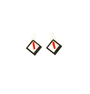 Matte Black and Coral Cutout Earrings